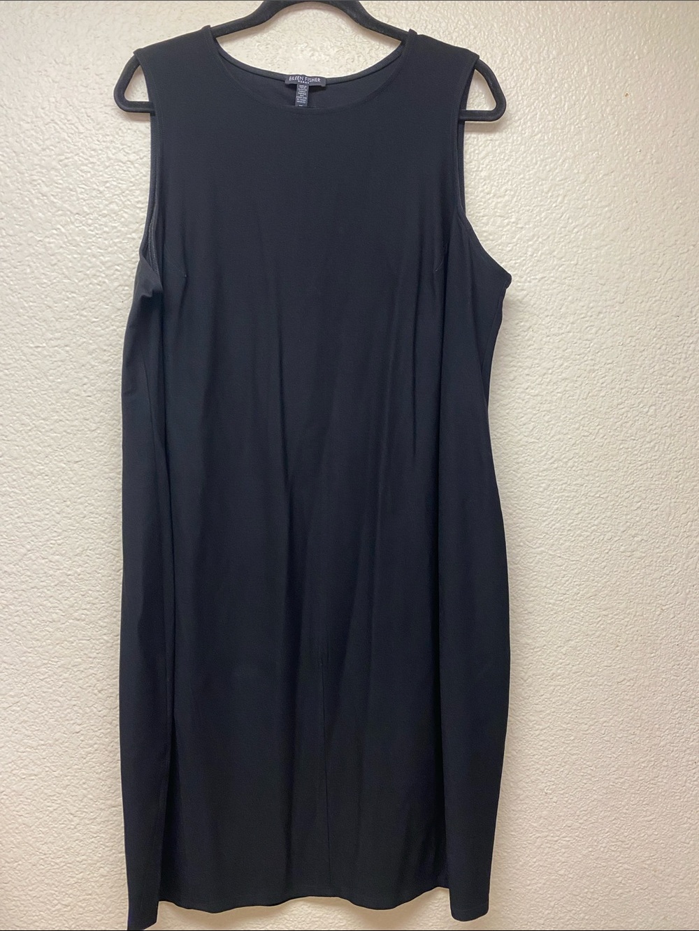 Eileen Fisher Black Sleeveless Midi Shift Dress